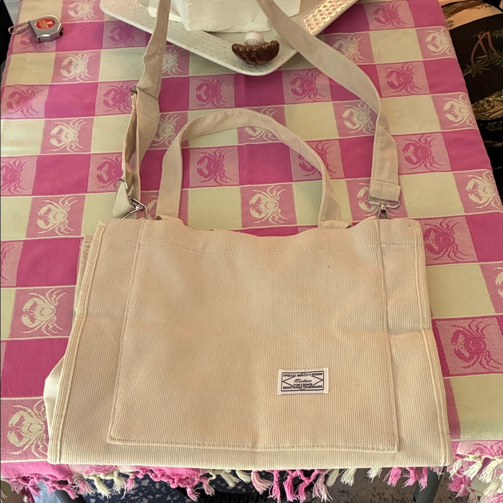 Stylish Cream Canvas Tote Bag